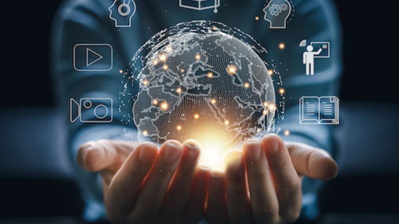 A connected data network, representing the systems an insurance and financial services team works across